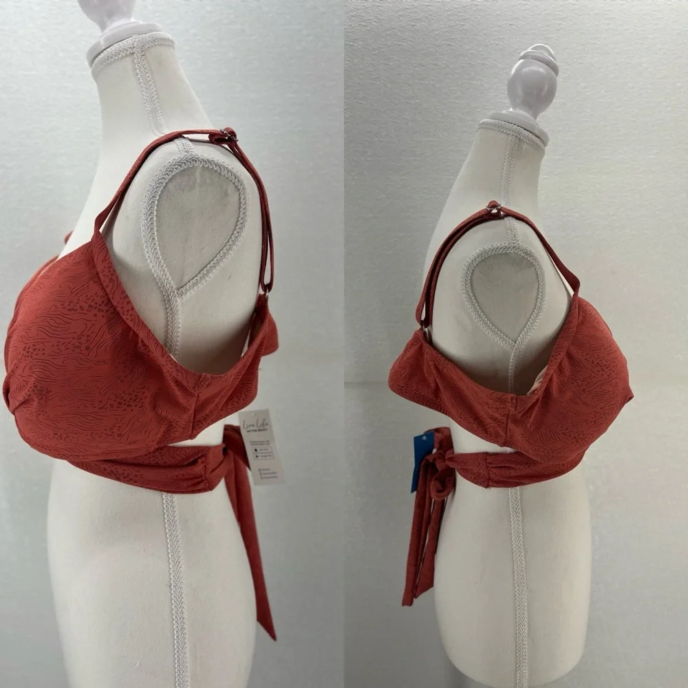Women Swimsuit Plus Size Bikini Top V Neck Wrapped Adjustable Straps Back Tie 2X
